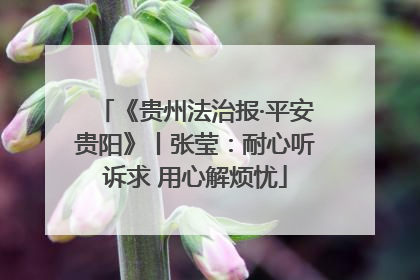 《贵州法治报·平安贵阳》丨张莹：耐心听诉求 用心解烦忧