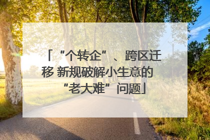“个转企”、跨区迁移 新规破解小生意的“老大难”问题