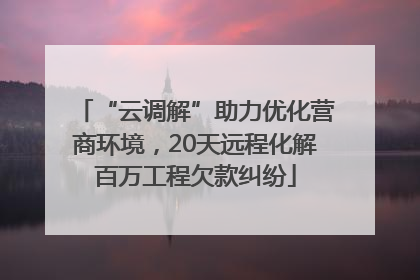 “云调解”助力优化营商环境，20天远程化解百万工程欠款纠纷