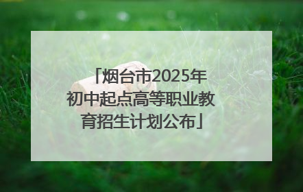 烟台市2025年初中起点高等职业教育招生计划公布
