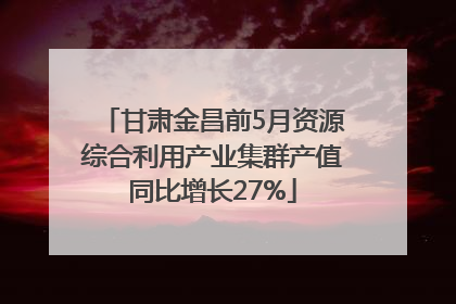 甘肃金昌前5月资源综合利用产业集群产值同比增长27%