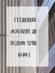 甘肃镇原：水库保供 灌区浇地 旱塬补种