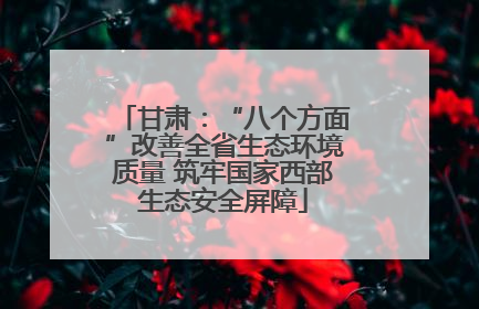 甘肃：“八个方面”改善全省生态环境质量 筑牢国家西部生态安全屏障