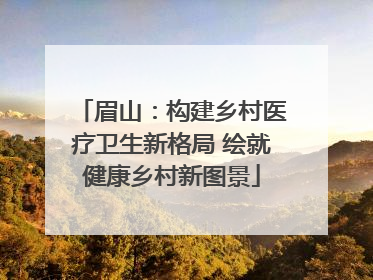 眉山：构建乡村医疗卫生新格局 绘就健康乡村新图景