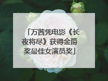 万茜凭电影《长夜将尽》获得金爵奖最佳女演员奖