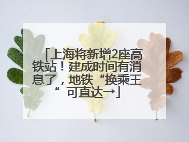 上海将新增2座高铁站！建成时间有消息了，地铁“换乘王”可直达→