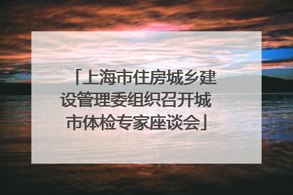 上海市住房城乡建设管理委组织召开城市体检专家座谈会