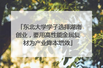 东北大学学子选择湖南创业，要用高性能金属复材为产业降本增效