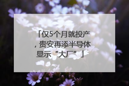 仅5个月就投产，贵安再添半导体显示“大厂”
