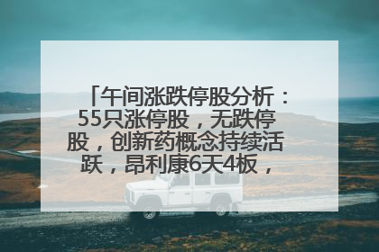 午间涨跌停股分析：55只涨停股，无跌停股，创新药概念持续活跃，昂利康6天4板，众生药业2连板