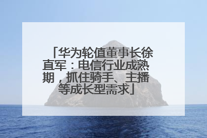 华为轮值董事长徐直军：电信行业成熟期，抓住骑手、主播等成长型需求