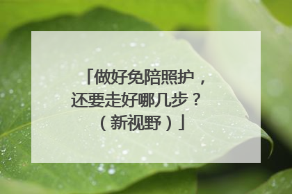 做好免陪照护，还要走好哪几步？（新视野）
