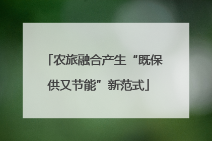 农旅融合产生“既保供又节能”新范式