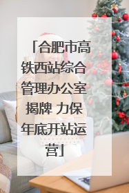 合肥市高铁西站综合管理办公室揭牌 力保年底开站运营
