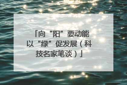 向“阳”要动能 以“绿”促发展（科技名家笔谈）