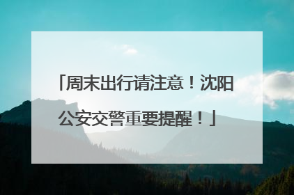 周末出行请注意！沈阳公安交警重要提醒！
