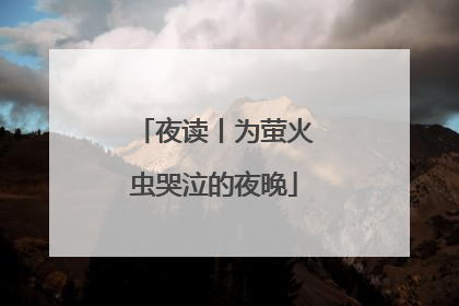 夜读丨为萤火虫哭泣的夜晚