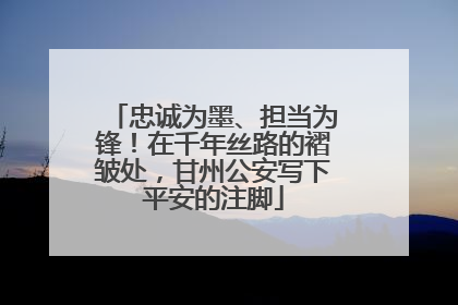 忠诚为墨、担当为锋！在千年丝路的褶皱处，甘州公安写下平安的注脚