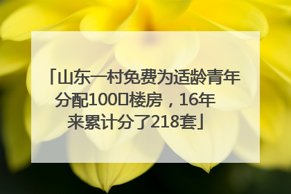 山东一村免费为适龄青年分配100㎡楼房，16年来累计分了218套