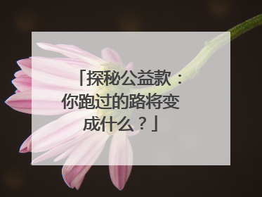 探秘公益款：你跑过的路将变成什么？