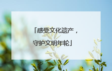 感受文化遗产，守护文明年轮
