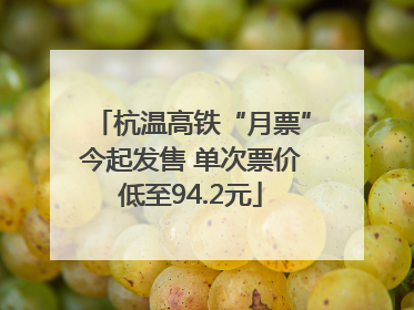 杭温高铁“月票”今起发售 单次票价低至94.2元