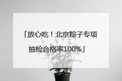 放心吃！北京粽子专项抽检合格率100%