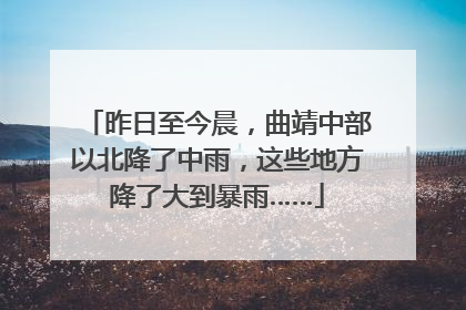 昨日至今晨，曲靖中部以北降了中雨，这些地方降了大到暴雨……