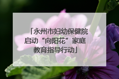 永州市妇幼保健院启动“向阳花”家庭教育指导行动