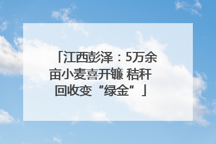 江西彭泽：5万余亩小麦喜开镰 秸秆回收变“绿金”