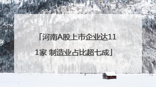 河南A股上市企业达111家 制造业占比超七成