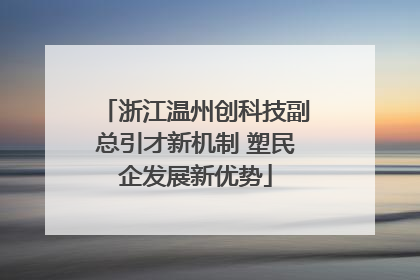 浙江温州创科技副总引才新机制 塑民企发展新优势