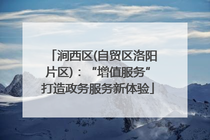 涧西区(自贸区洛阳片区)：“增值服务”打造政务服务新体验