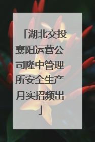 湖北交投襄阳运营公司隆中管理所安全生产月实招频出
