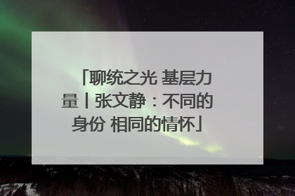 聊统之光 基层力量丨张文静：不同的身份 相同的情怀
