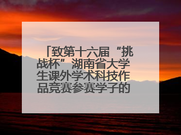 致第十六届“挑战杯”湖南省大学生课外学术科技作品竞赛参赛学子的一封信