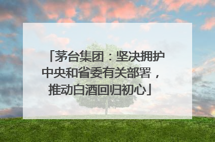 茅台集团：坚决拥护中央和省委有关部署，推动白酒回归初心