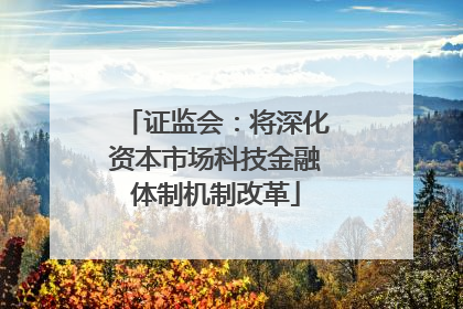 证监会：将深化资本市场科技金融体制机制改革