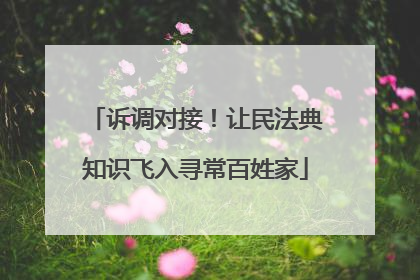 诉调对接！让民法典知识飞入寻常百姓家