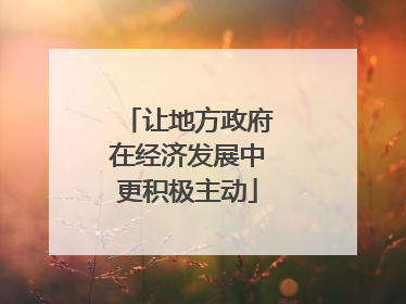 让地方政府在经济发展中更积极主动