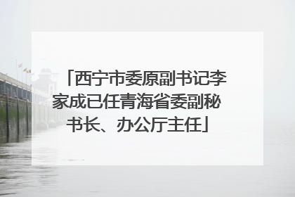 西宁市委原副书记李家成已任青海省委副秘书长、办公厅主任