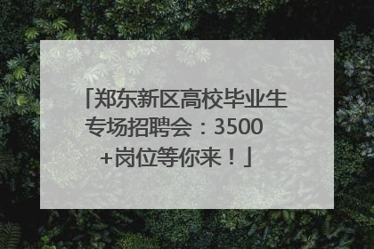郑东新区高校毕业生专场招聘会：3500+岗位等你来！