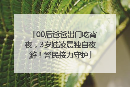 00后爸爸出门吃宵夜，3岁娃凌晨独自夜游！警民接力守护